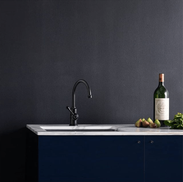 Astra Walker Olde English matte black finish sink mixer.