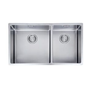 Franke bolero one and half bowl sink, small bowl on the right hand side.