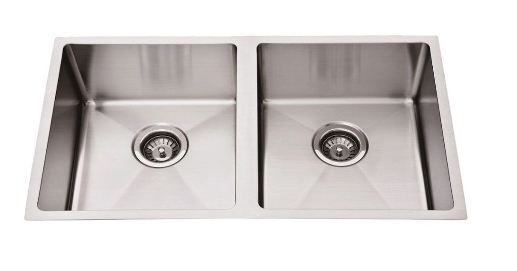 Tambo double bowl stainless steel kitchen sink with no drainer.