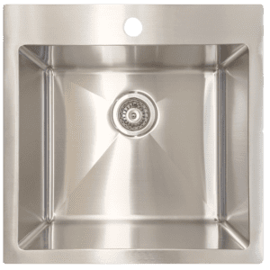 Witta single bowl sink or laundry tub with tap landing, stainless steel finish.