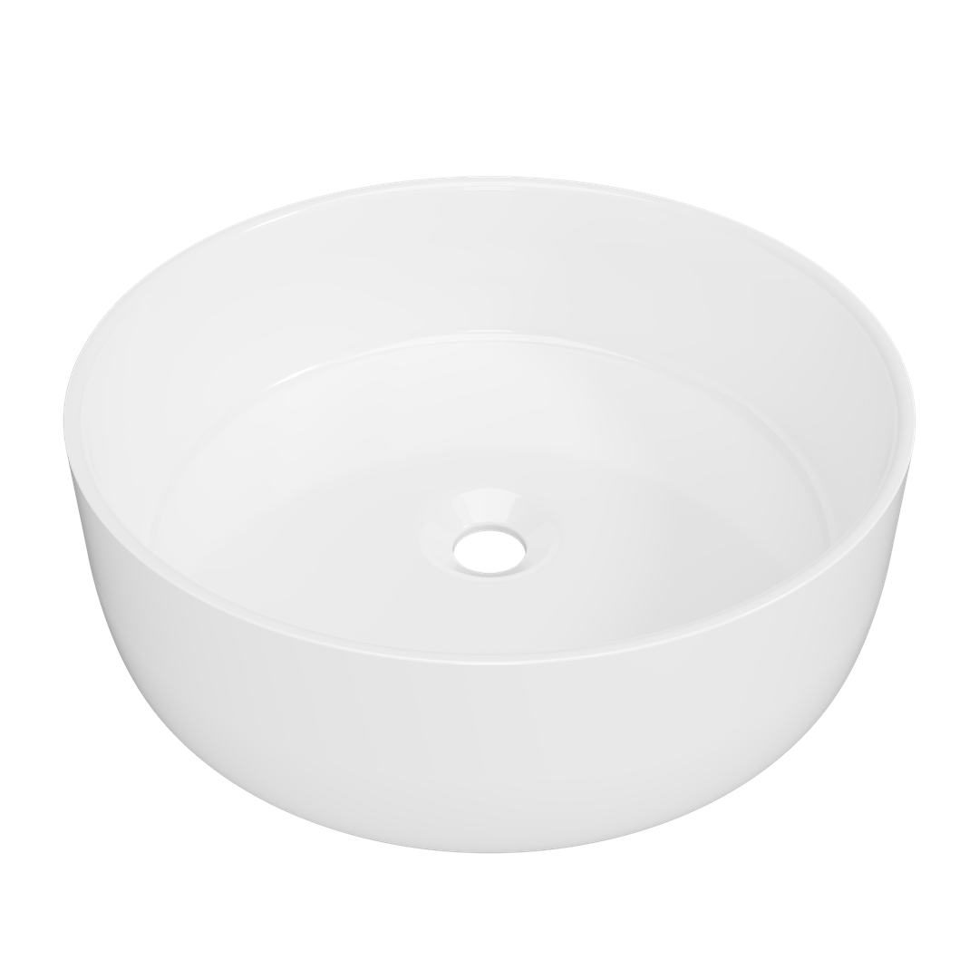 Timberline allure round above counter basin gloss white finish.