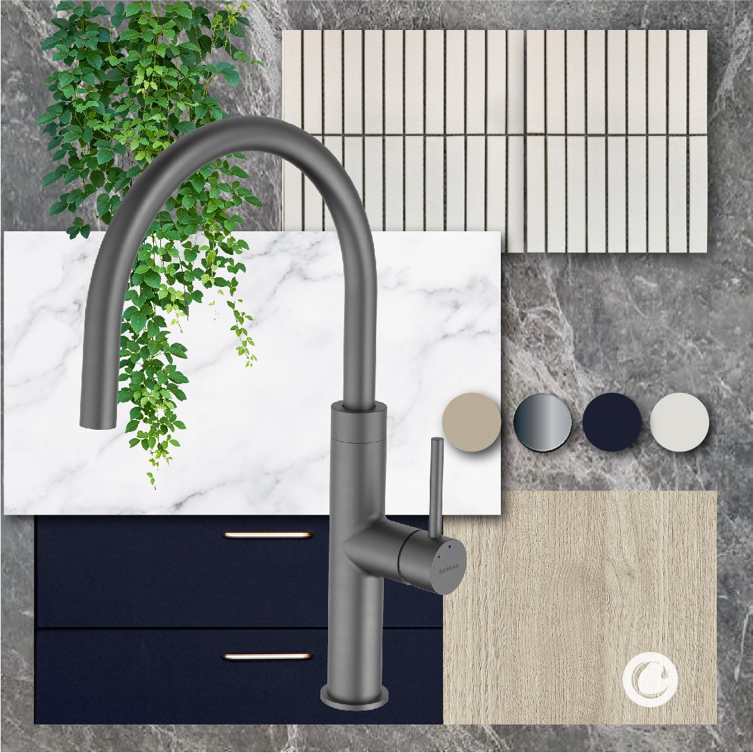 Caroma Liano II Kitchen Mixer Gunmetal.