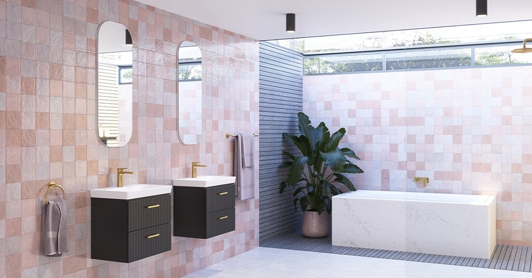 Argent Avent bathroom furniture & Villeroy & Boch brushed gold fittings.