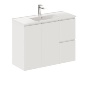 fienza siska slim 900 wall hung vanity right hand drawer
