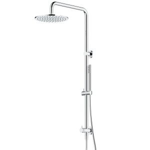 streamline arcisan slim dual inlet squareline shower column with 250 overhead shower chrome finish.
