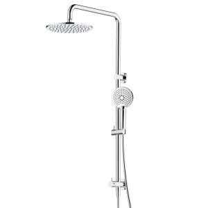 streamline arcisan dual inlet squareline shower column with 250 overhead shower chrome finish.