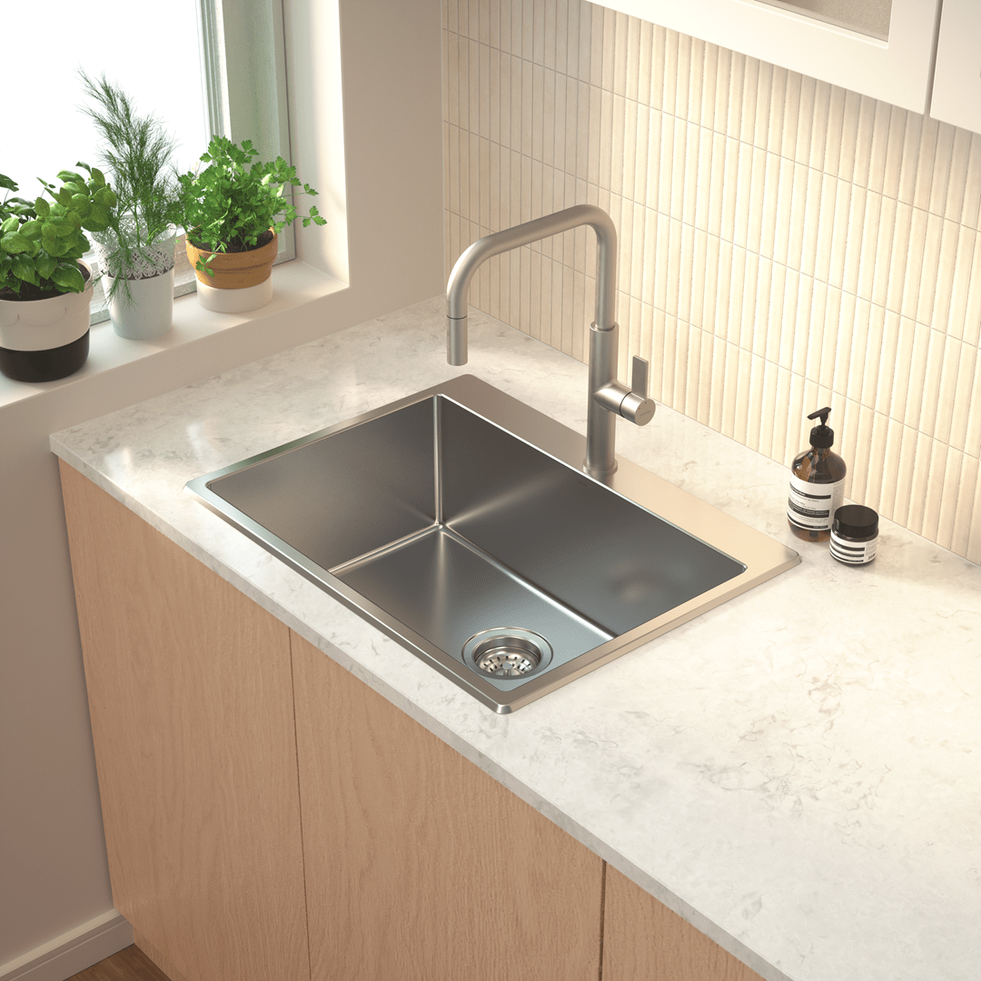 Caroma Urbane II pull out spray mixer & Luna laundry tub.