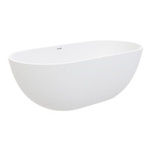 fienza nero solid surface matte white freestanding bath