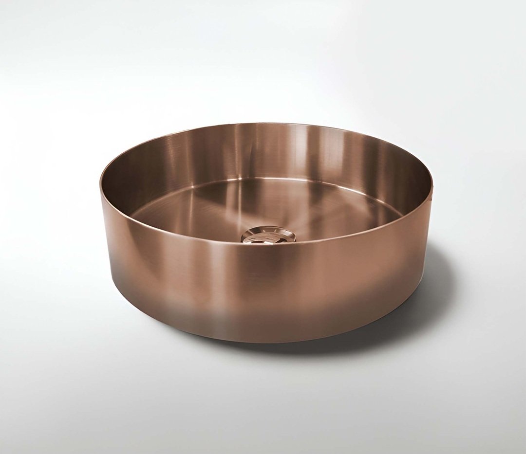 studio bagno meteor brushed copper stainless steel basin
