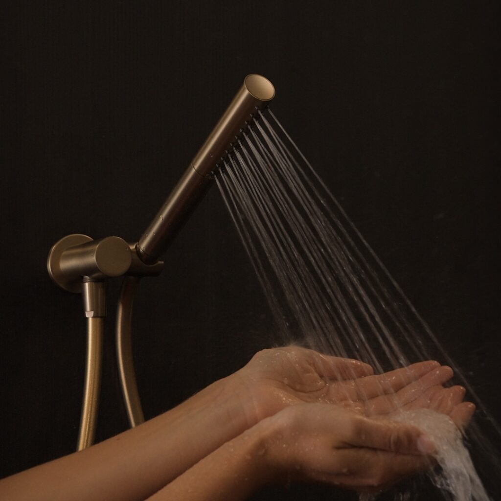caroma liano ii slim hand shower brushed brass