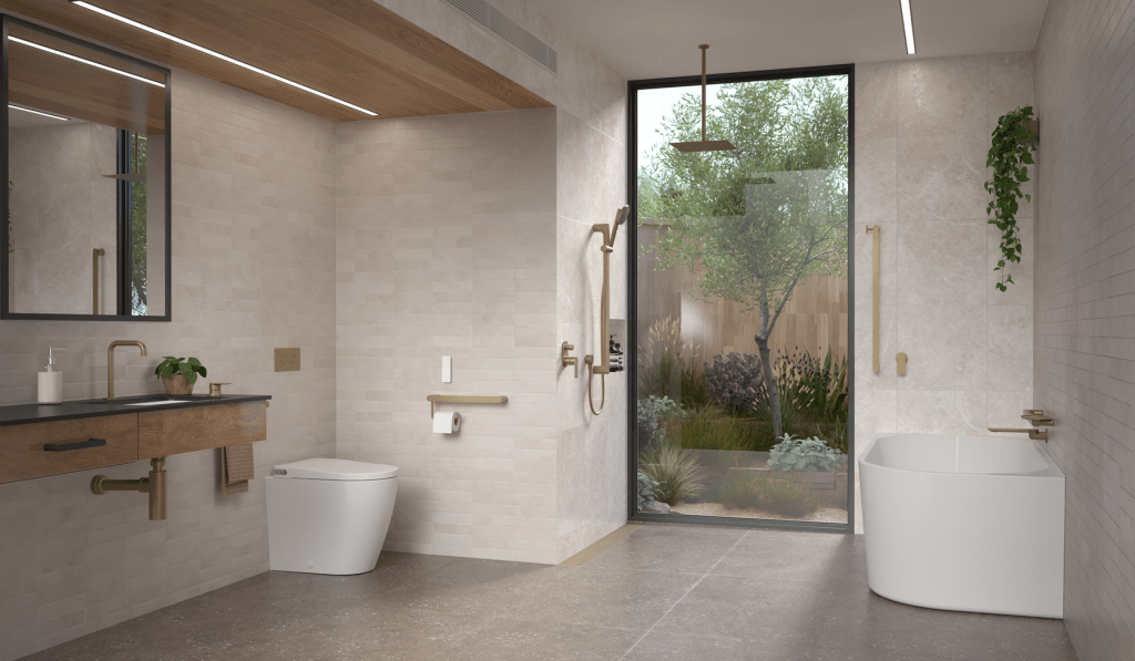 caroma universal accessories accessible bathroom brushed brass