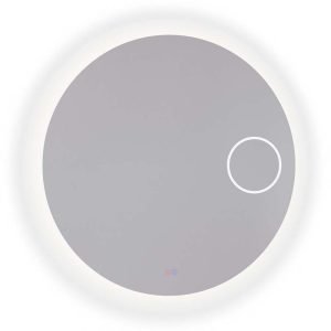 Argent grace smartLED round mirror with integrated magnifying mirror.