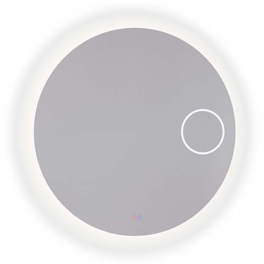 Argent grace smartLED round mirror with integrated magnifying mirror.