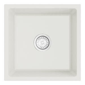 Argent grace 450 white granite inset or undermount sink with chrome basket waste.