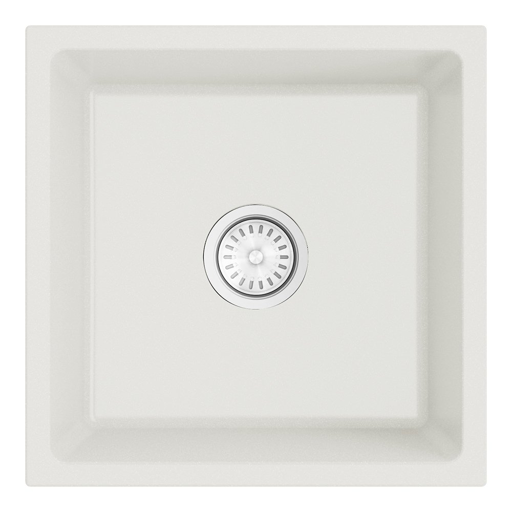 Argent grace 450 white granite inset or undermount sink with chrome basket waste.