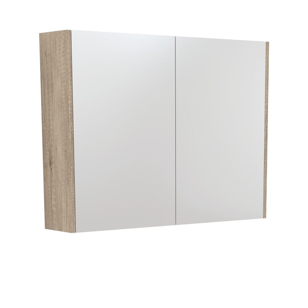 Fienza universal mirror cabinet two door 900 scandi oak finish.