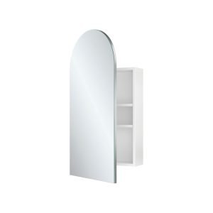 Fienza arch mirror cabinet with internal magnifying mirror.