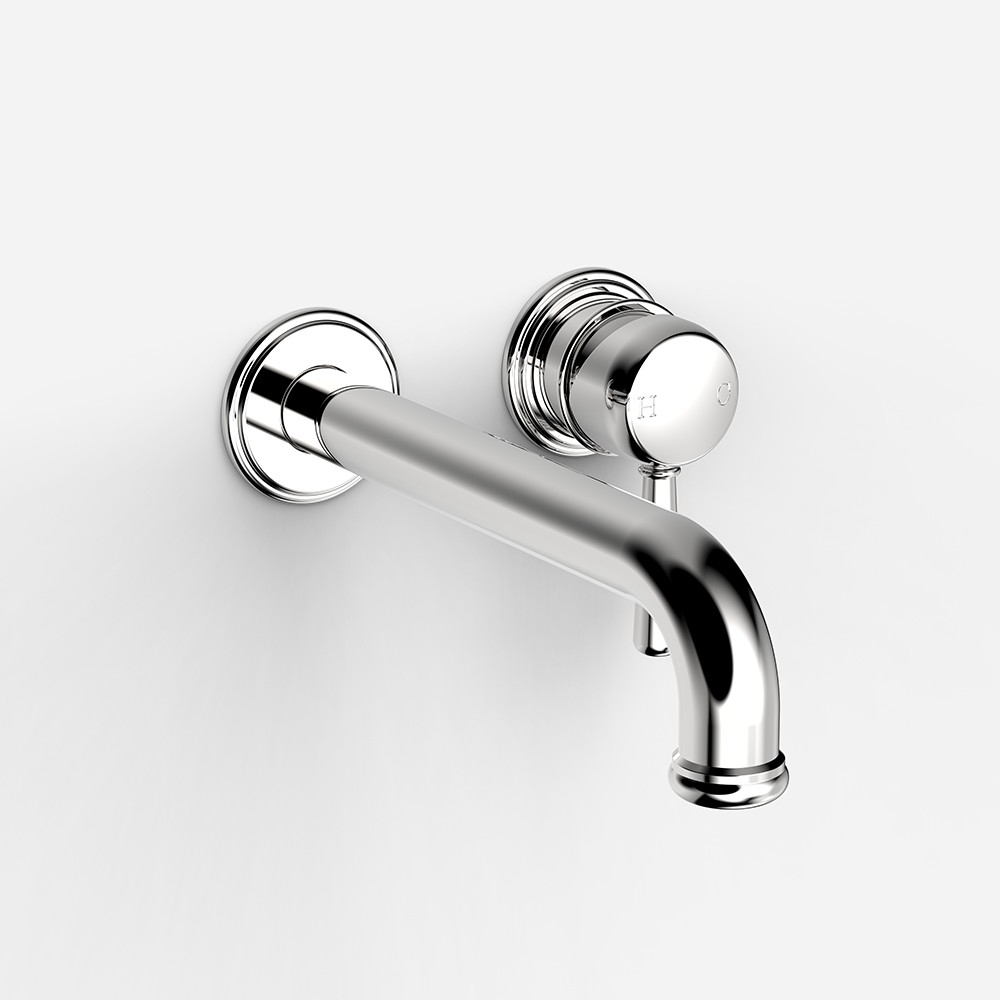 faucet strommen cascade wall basin mixer 200 spout chrome finish.