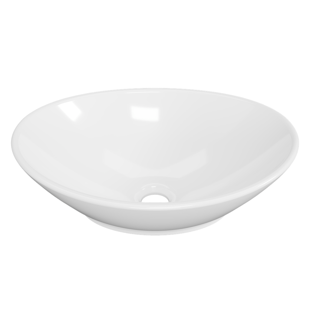 Timberline elite above counter basin gloss white finish.