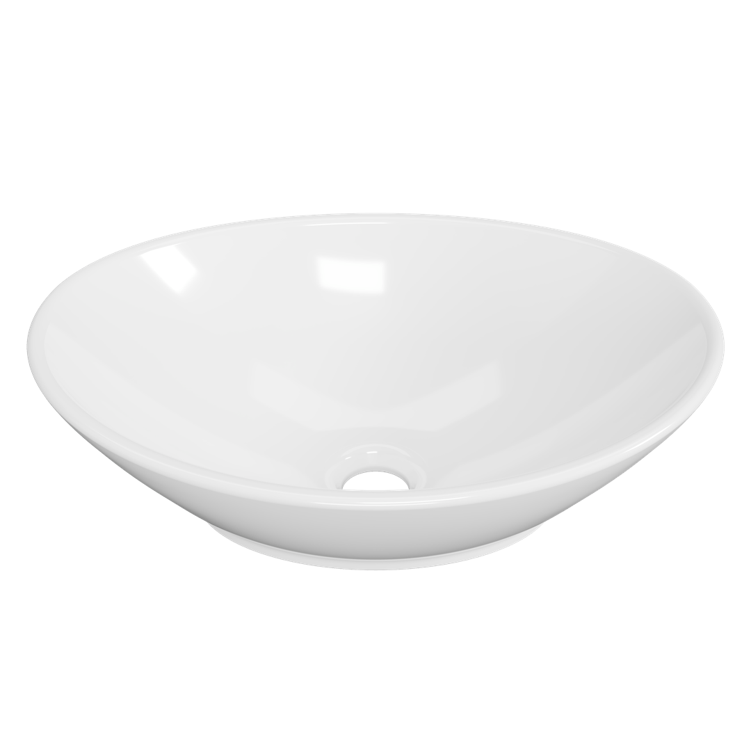 Timberline elite above counter basin gloss white finish.
