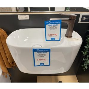 Caroma contura ii hand wall basin gloss white ceramic.