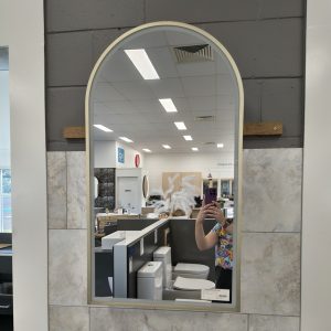 Remer Blanca LED shaving cabinet with baltic brass frame.