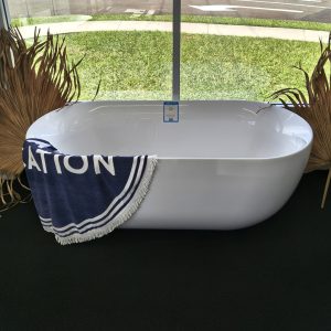 Adria 1700 gloss white acrylic freestanding bath.