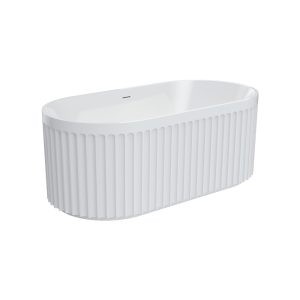 Fienza eleanor fluted freestanding gloss white acrylic bath.
