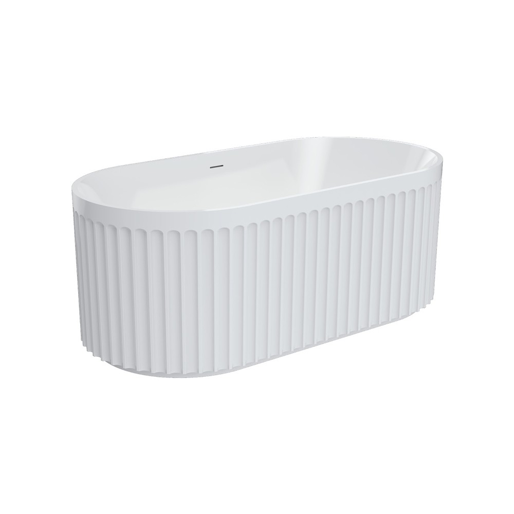 Fienza eleanor fluted freestanding gloss white acrylic bath.