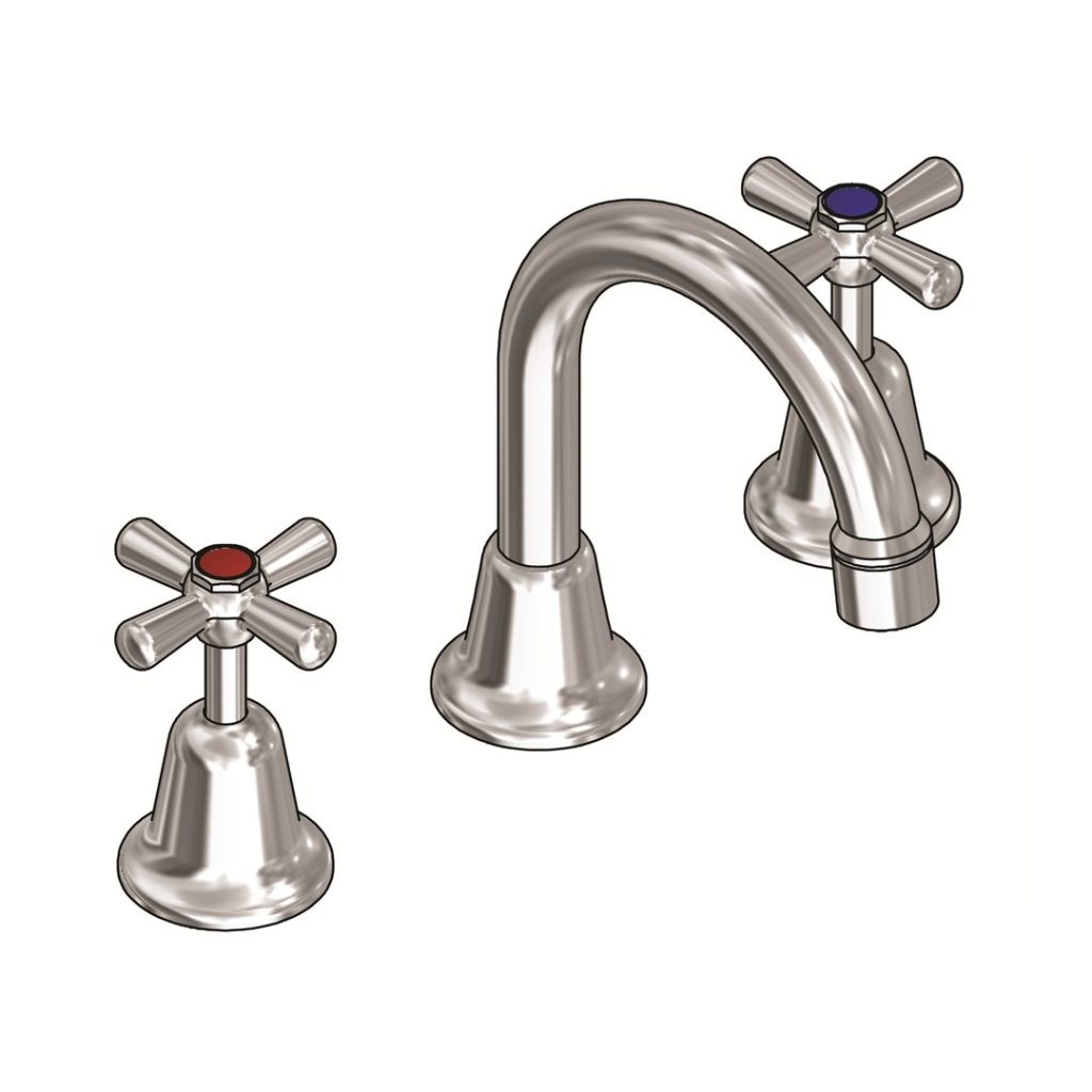 Ram easy clean fixed spout cross handle basin set chrome finish.