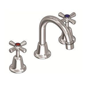 Ram easy clean fixed spout cross handle basin set chrome finish.