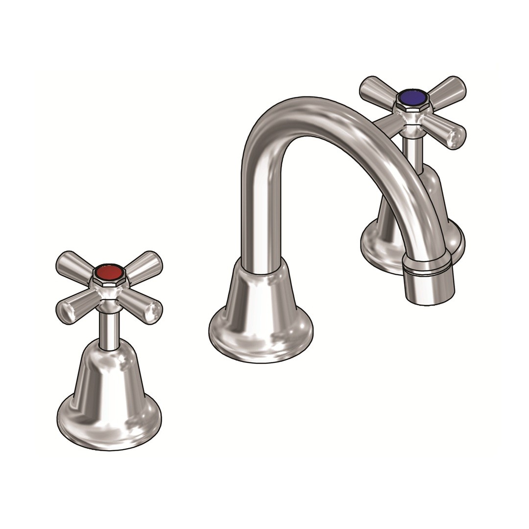 Ram easy clean fixed spout cross handle basin set chrome finish.