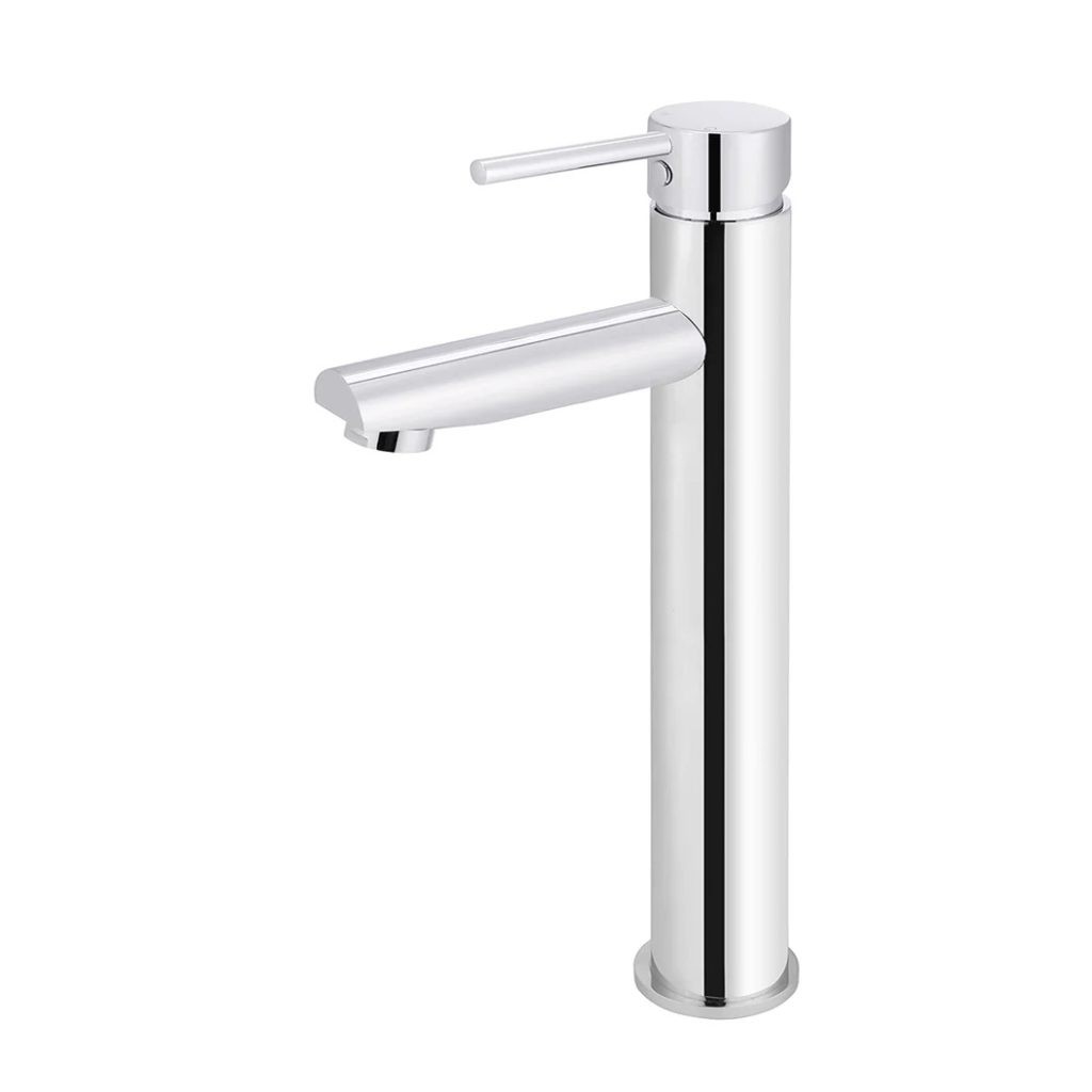 Meir round tall basin mixer chrome finish.