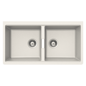 Abey Schock n200u double bowl undermount granite sink polaris finish.