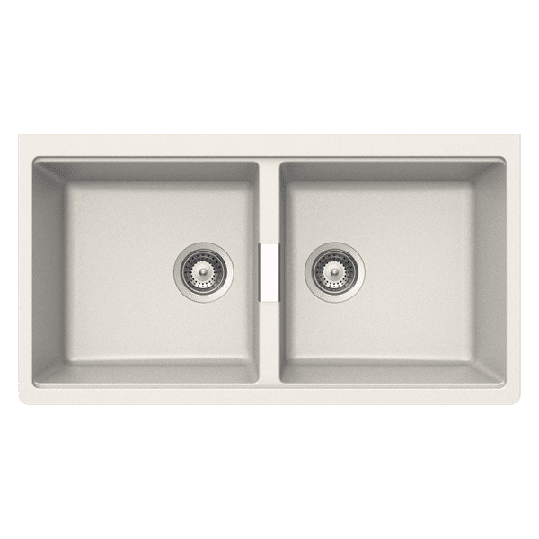 Abey Schock n200u double bowl undermount granite sink polaris finish.