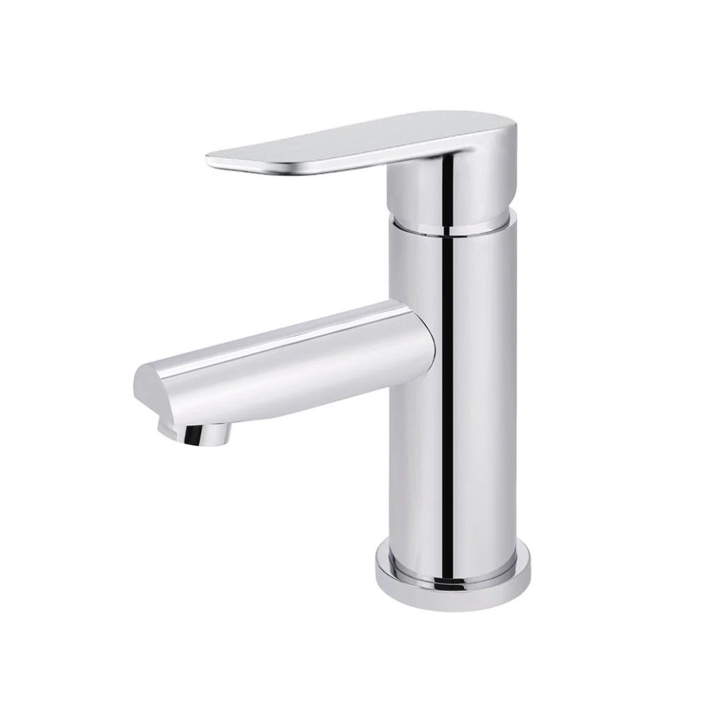 Meir round paddle basin mixer chrome finish.