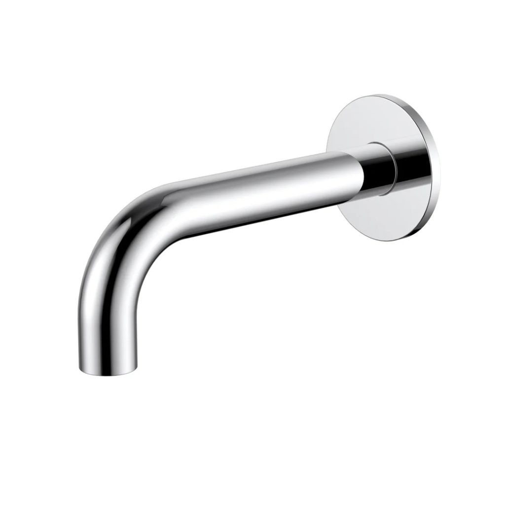 Meir round curved wall spout 170mm chrome finish.