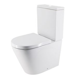 Harmony senza back to wall toilet suite with white flush buttons.