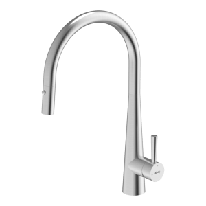 Abey 316 gooseneck pull out spray kitchen mixer brushed stainless steel finish.