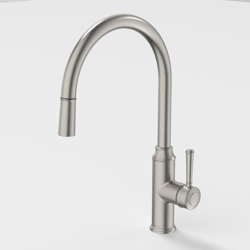 520017BN56AF RIVIERE PULL OUT SINK MIXER BN LF Caroma riviere pull out sink mixer brushed nickel finish.