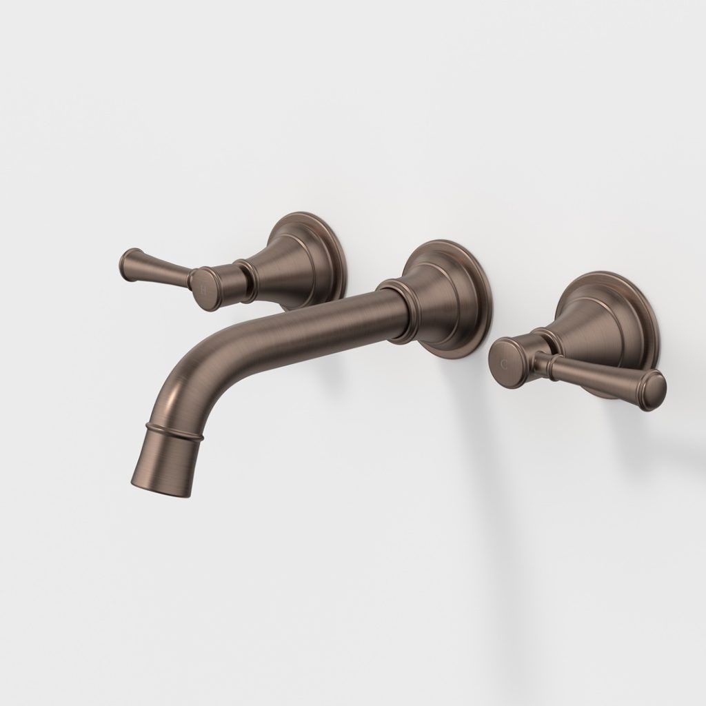 520021BBZ6AF RIVIERE W-BSN-BTH SET 175MM 6S BBZ LF Caroma riviere wall basin bath set brushed bronze finish.
