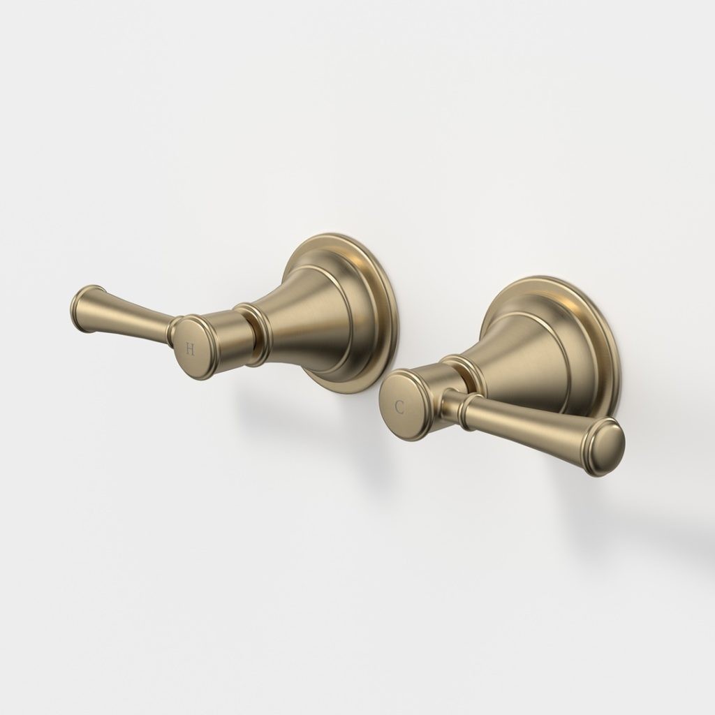 520023BBF RIVIERE WALL TOP ASSEMBLY SET BB LF Caroma riviere wall stops brushed brass finish.