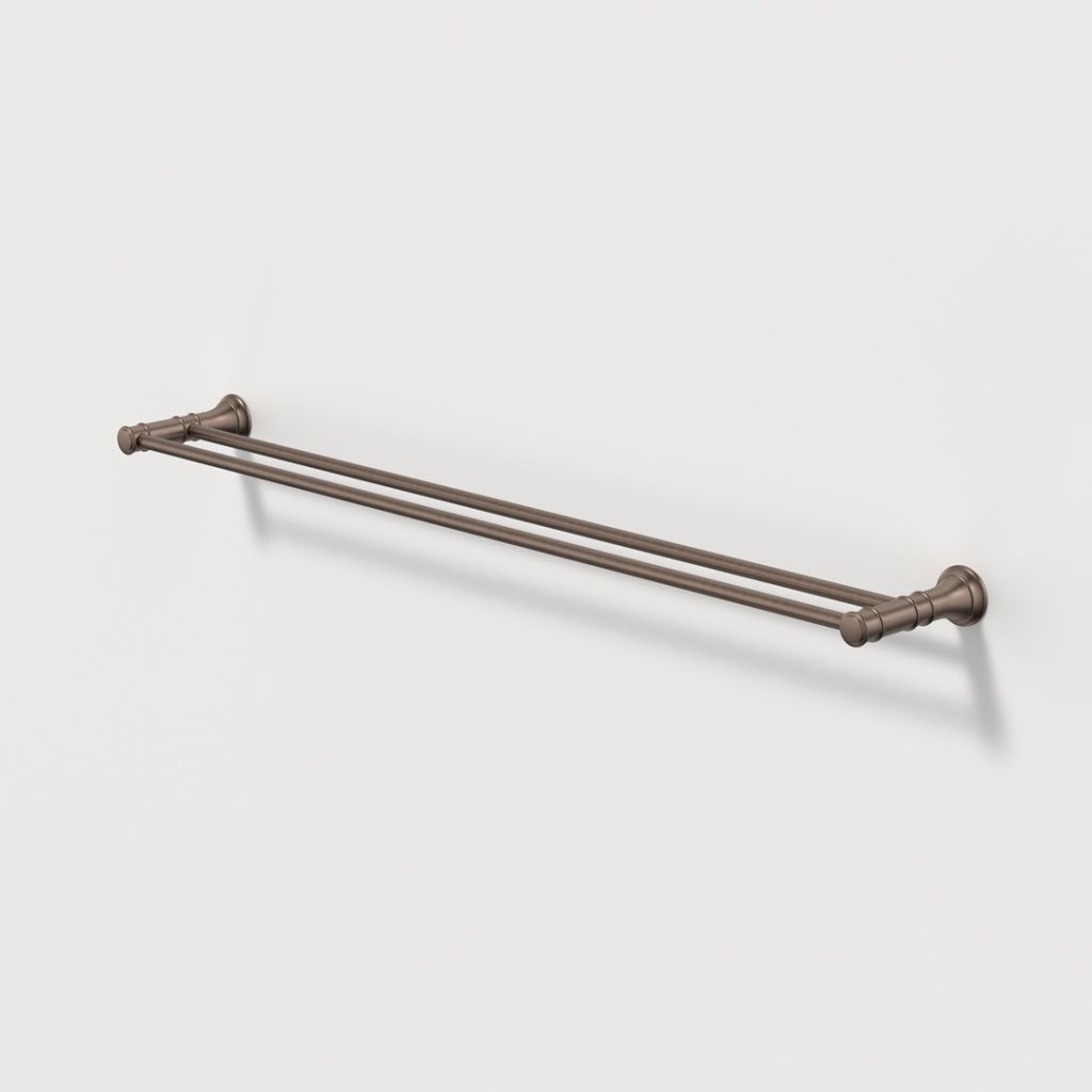 520037BBZ RIVIERE DOUBLE TOWEL RAIL 800MM BBZ Caroma riviere double towel rail brushed bronze finish.