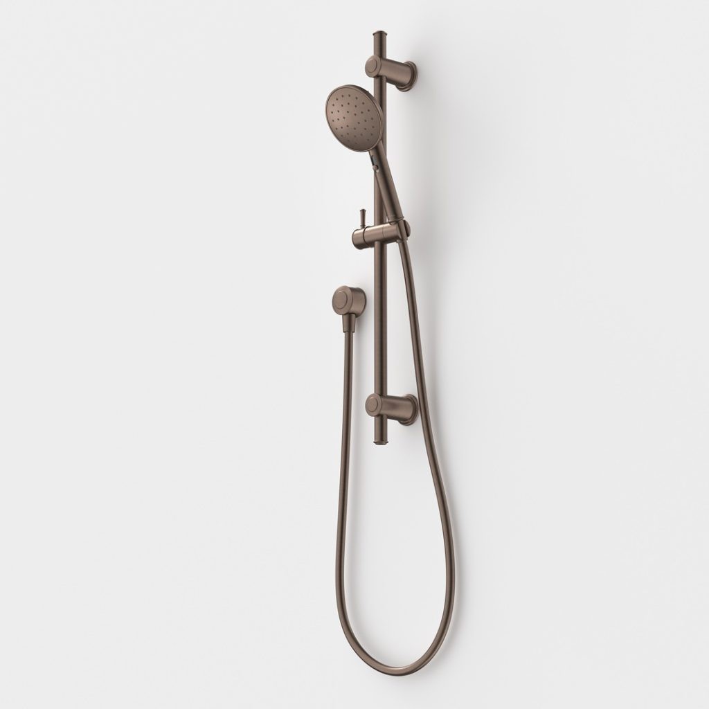 520042BBZ4A RIVIERE RAIL SHOWER BBZ Caroma riviere rail shower brushed bronze finish.