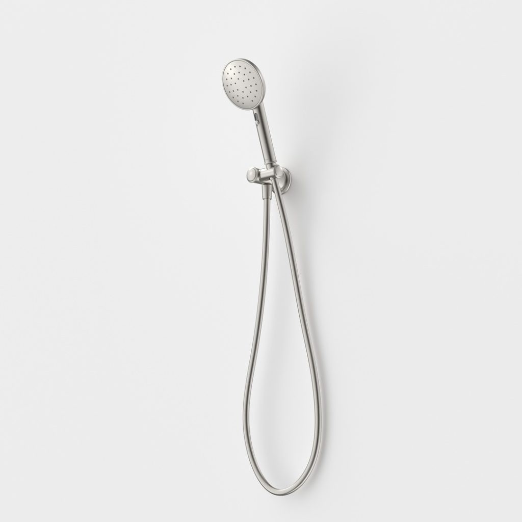 520043BN4A RIVIERE VJET HAND SHOWER BN Caroma Riviere hand shower on bracket brushed nickel finish.