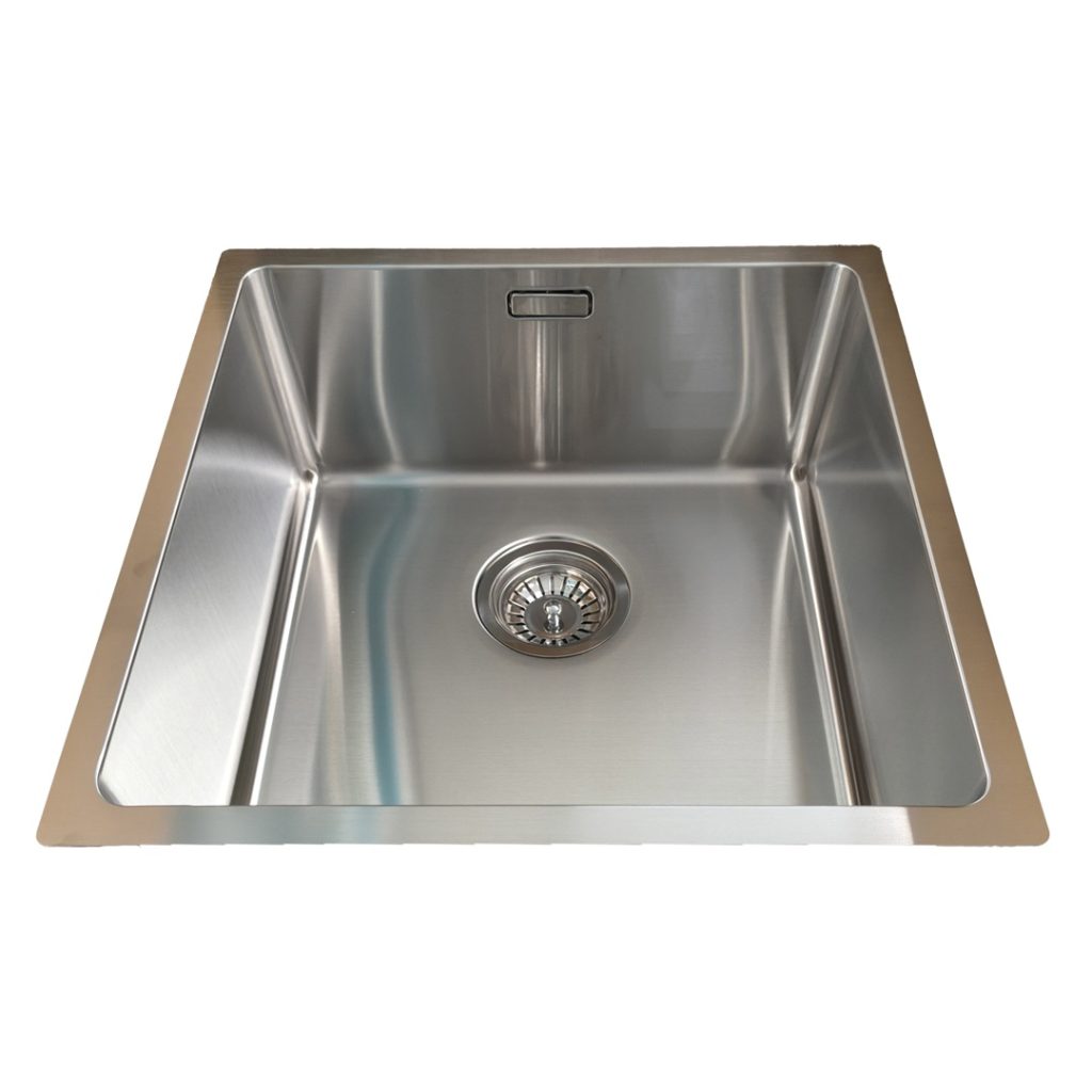 Buderim stainless steel sink with overflow.